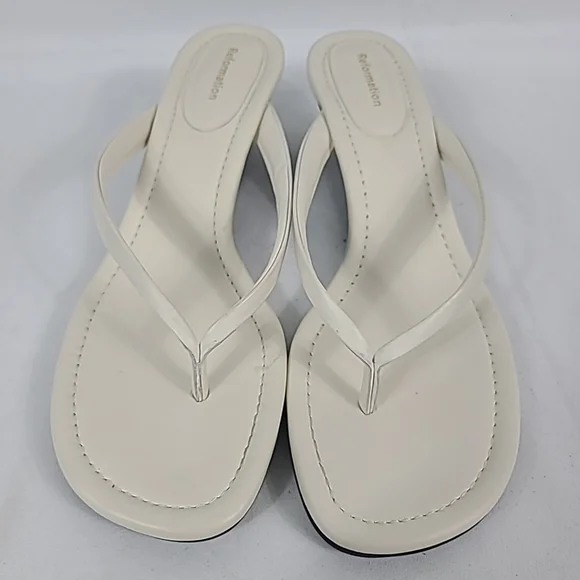 NEW Reformation Amelia Thong Wedge Sandal in White Brown Size 9 MSRP $228 - Picture 2 of 6